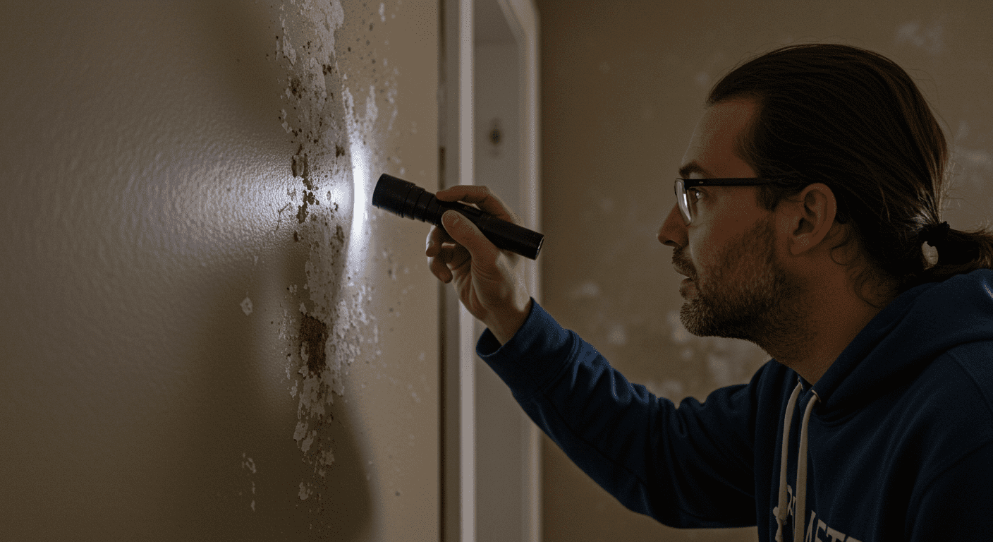 Visible mold growth in the bathroom