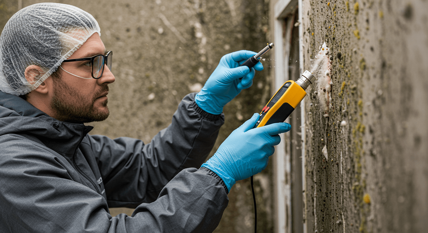 Mold Inspector Examining Wall